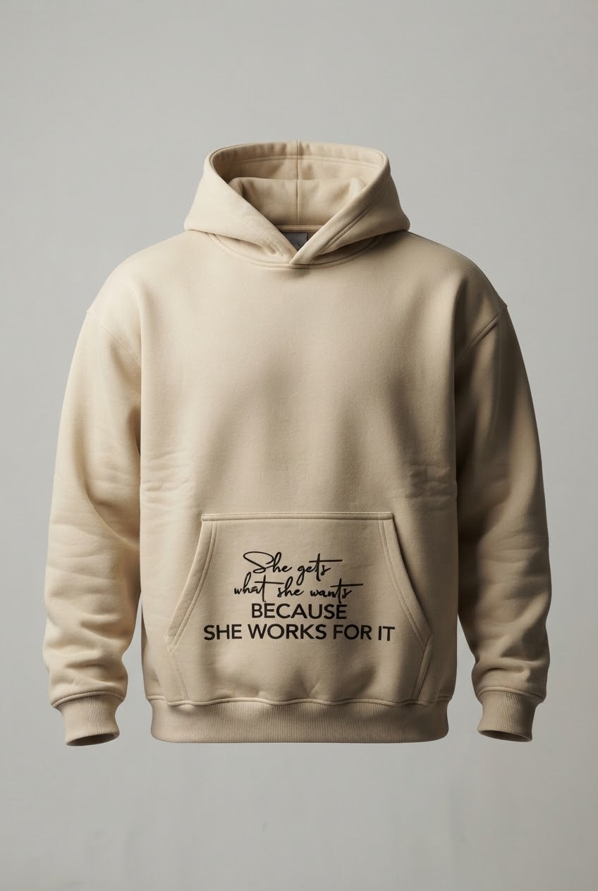 SHE WORKS FOR IT PREMIUM HOODIE