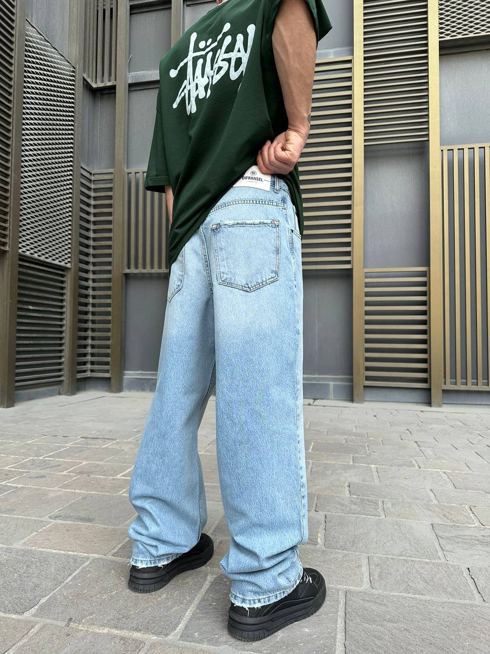 STONEWASHED ICY BAGGY JEAN