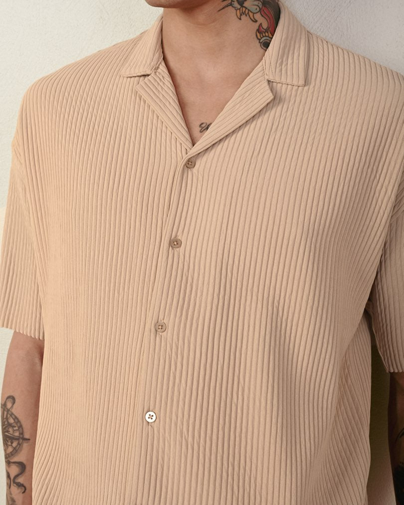 RIBBED SHORT SLEEVE SHIRT (7 COLOR)