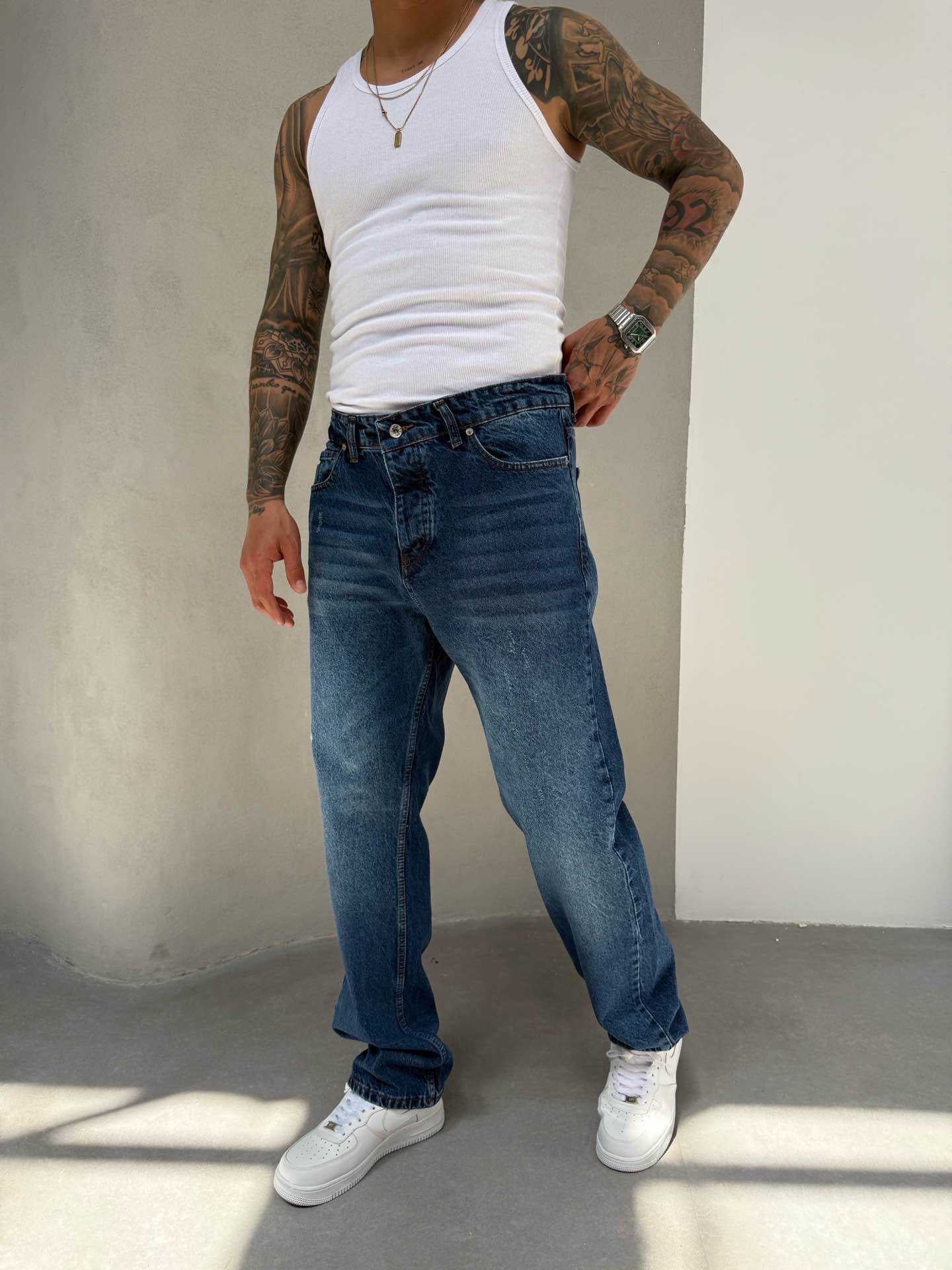 WASHED BLUE BAGGY FIT JEAN