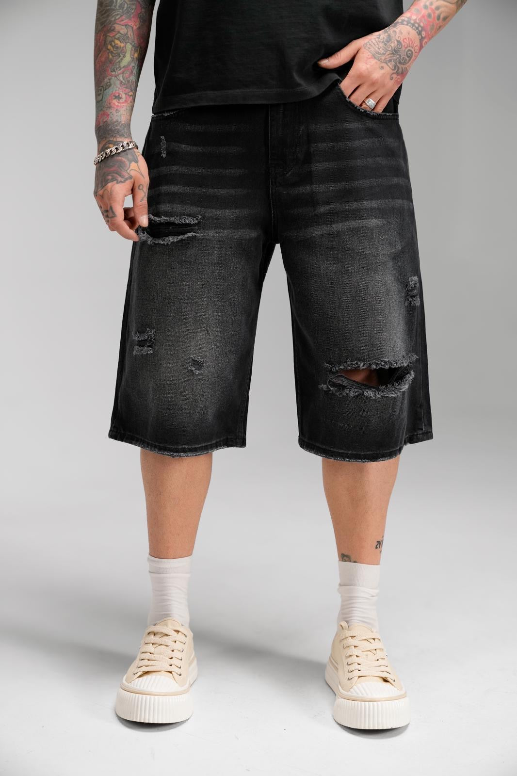 WASHED BLACK JORT