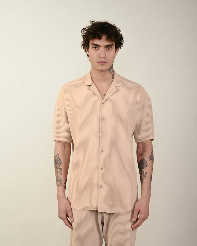 RIBBED SHORT SLEEVE SHIRT (7 COLOR)