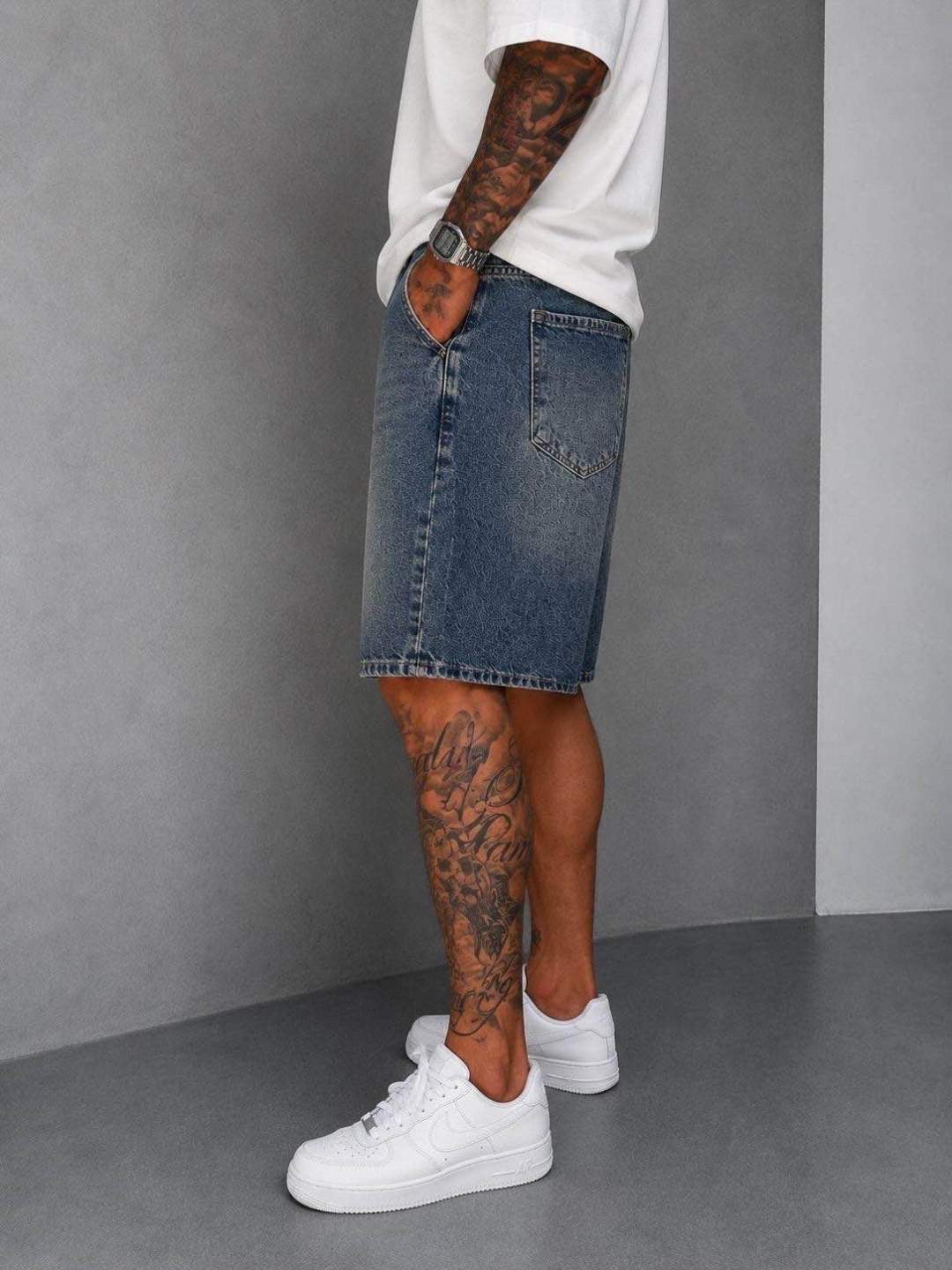 PREMIUM BLUE DIRTY WASH SHORT