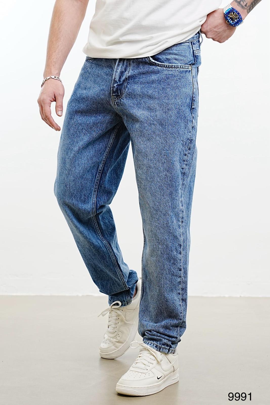 STONEWASHED BLUE BOYFRIEND CUT LONG JEAN