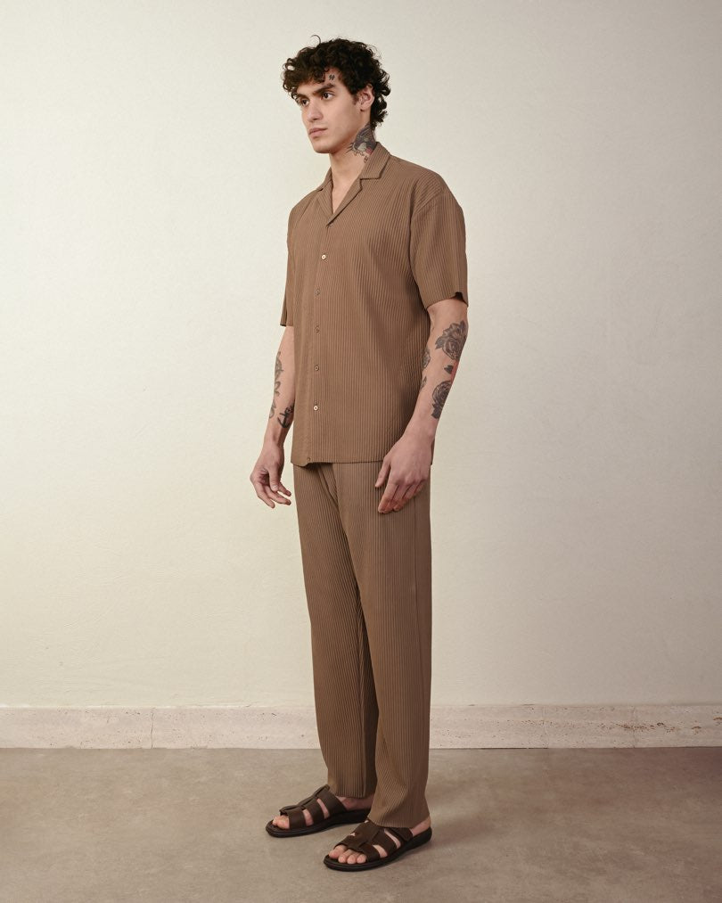 RIBBED SHORT SLEEVE SHIRT (7 COLOR)