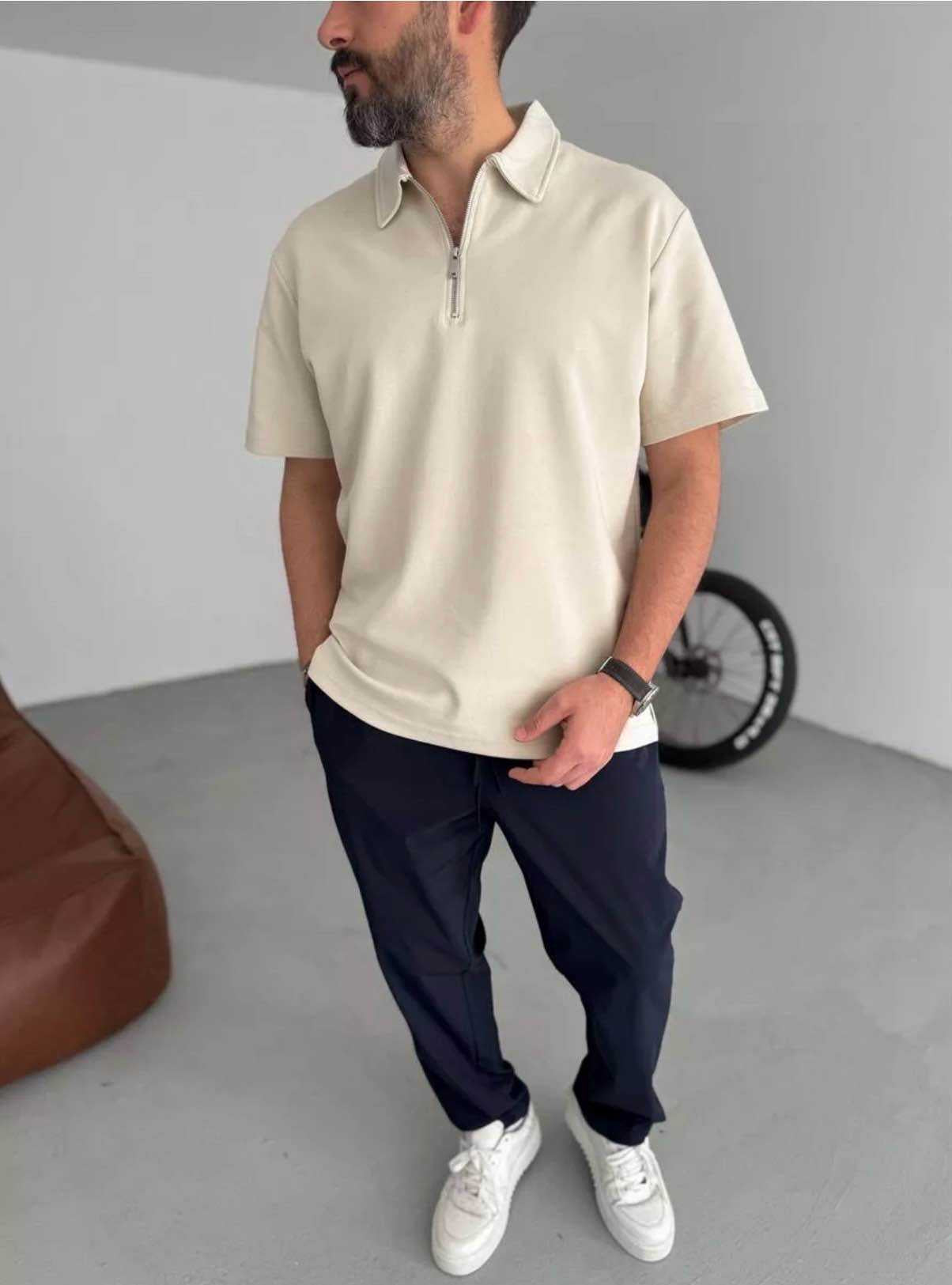 HALF ZIP PREMIUM T-SHIRT
