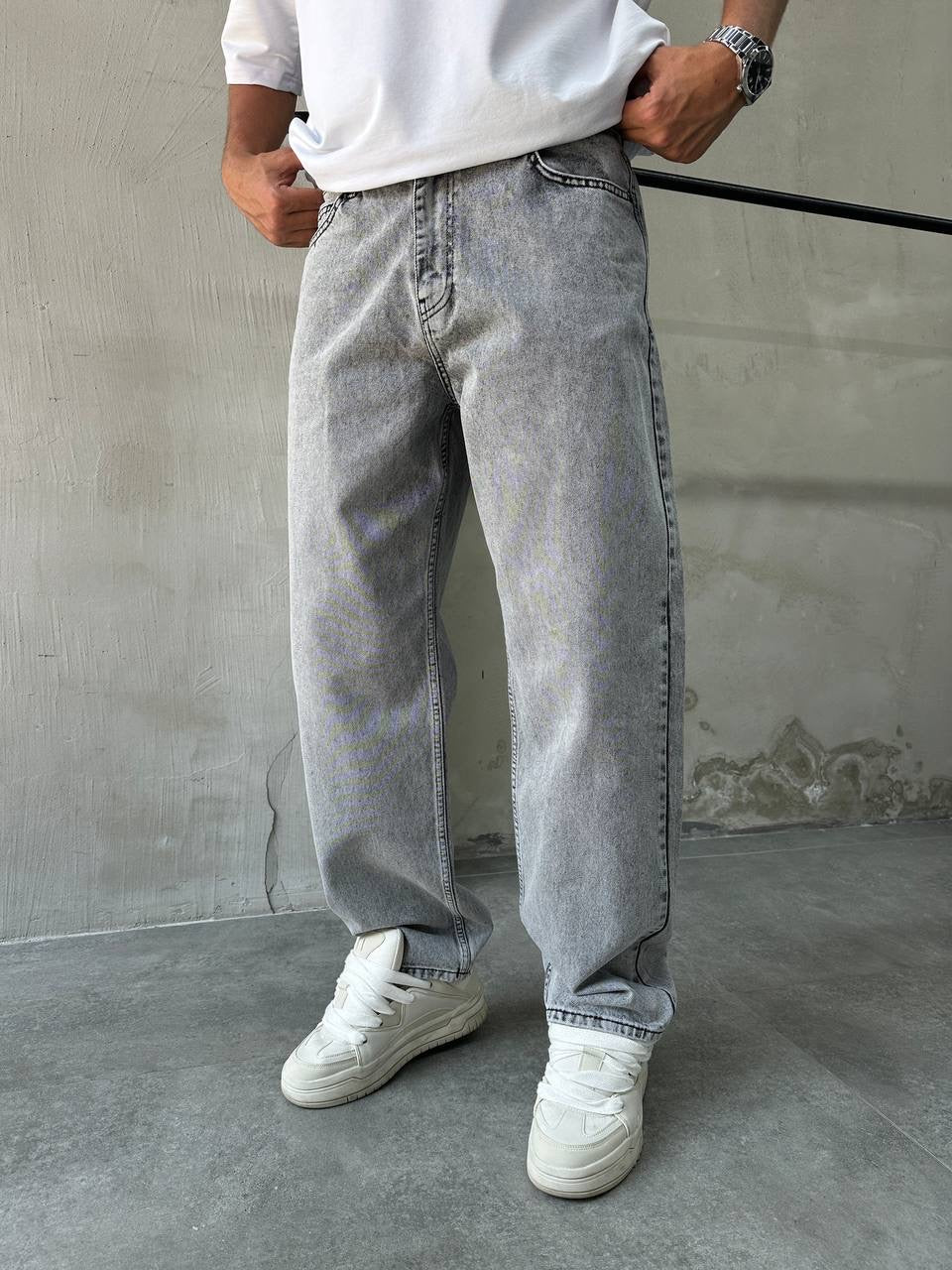 STONEWASHED GRAY BAGGY JEAN