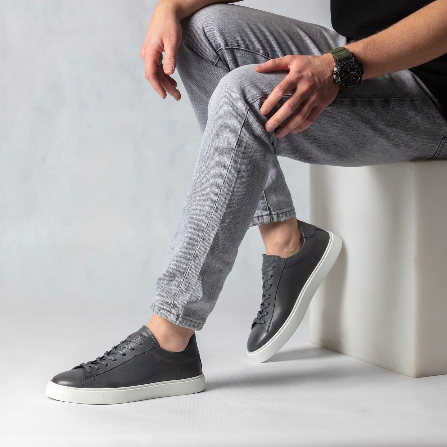 PREMIUM GRAY LEATHER SHOES