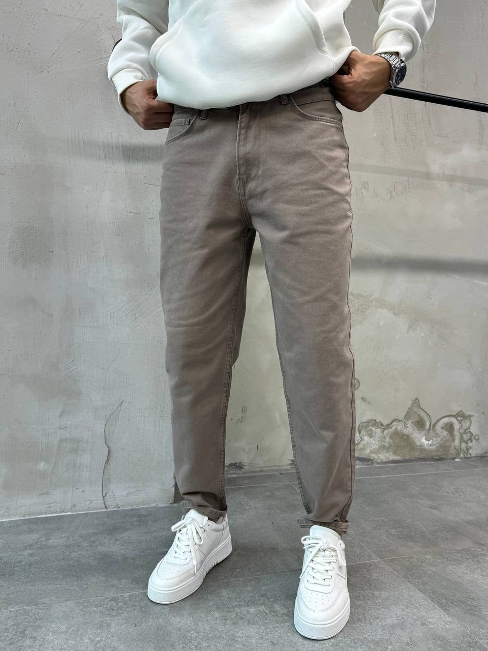 KHAKI COLOR BOYFRIEND CUT JEAN
