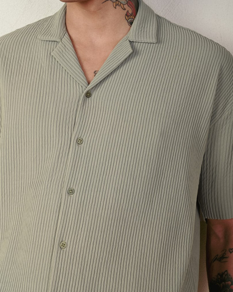 RIBBED SHORT SLEEVE SHIRT (7 COLOR)