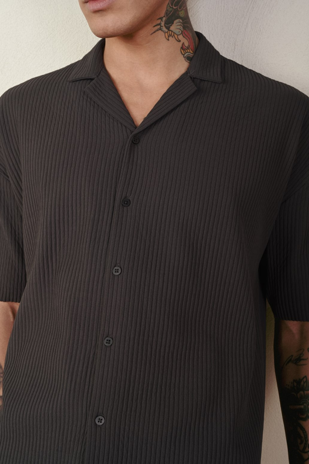 RIBBED SHORT SLEEVE SHIRT (7 COLOR)
