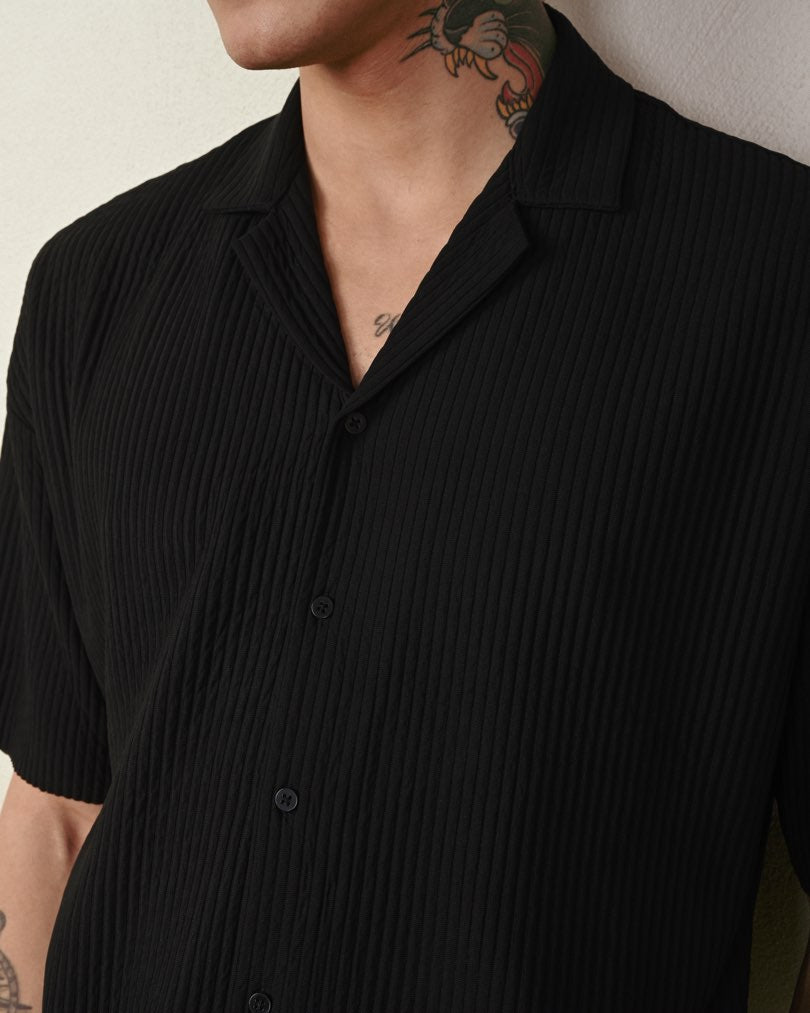 RIBBED SHORT SLEEVE SHIRT (7 COLOR)