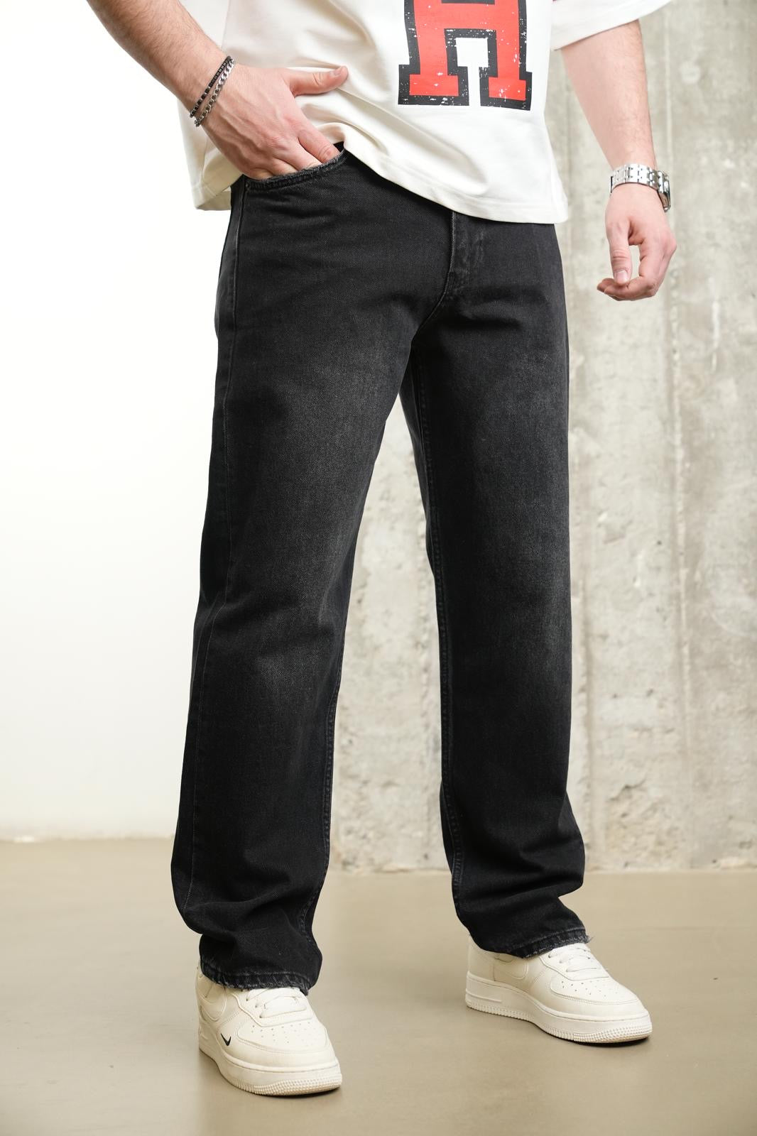 WASHED BLACK BAGGY FIT JEAN