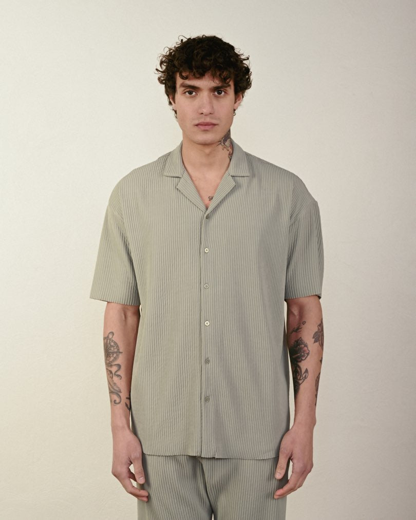 RIBBED SHORT SLEEVE SHIRT (7 COLOR)