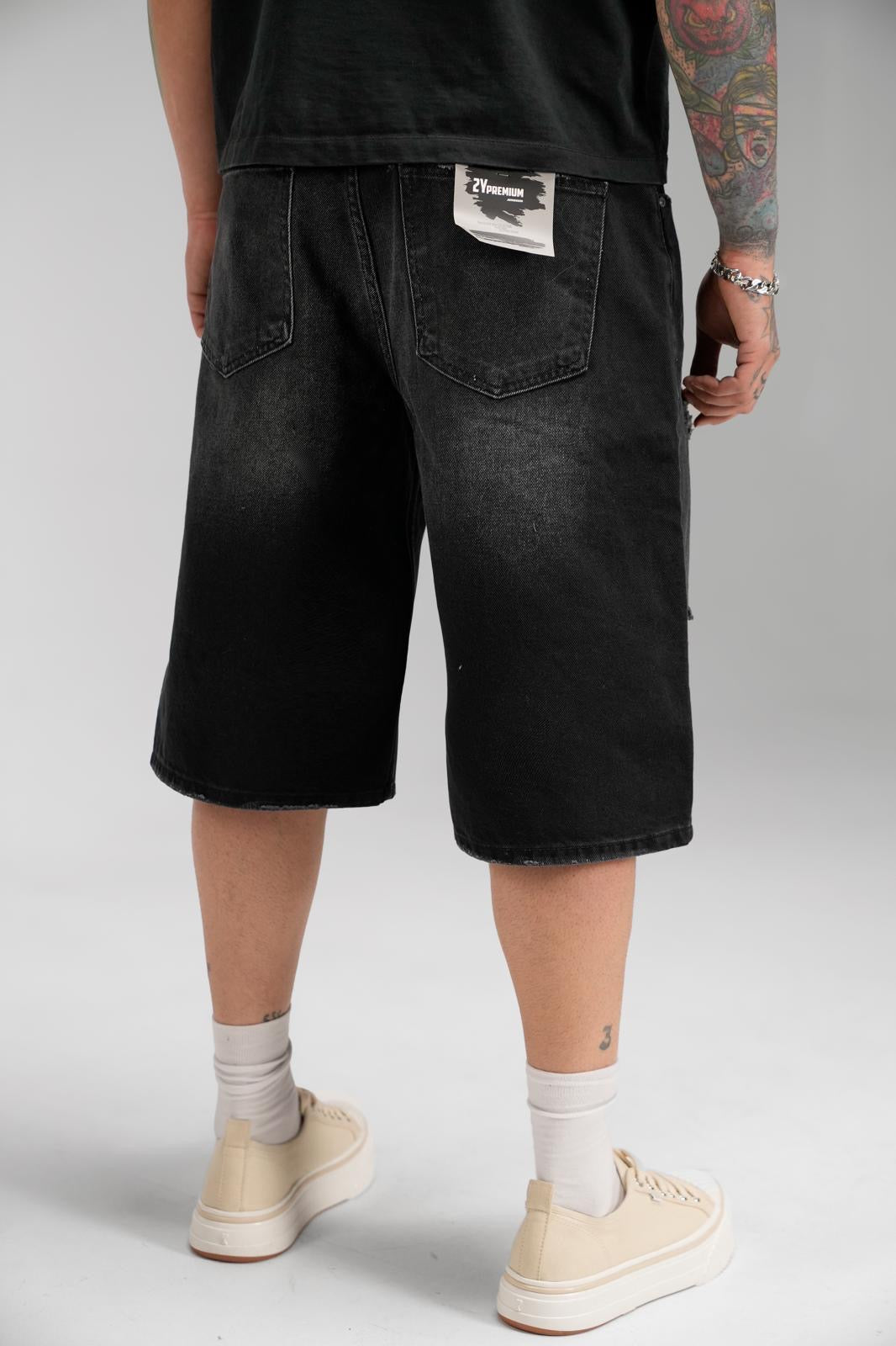 WASHED BLACK JORT