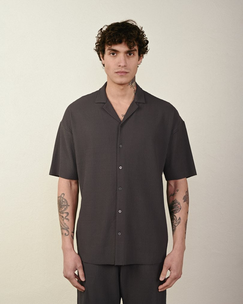 RIBBED SHORT SLEEVE SHIRT (7 COLOR)
