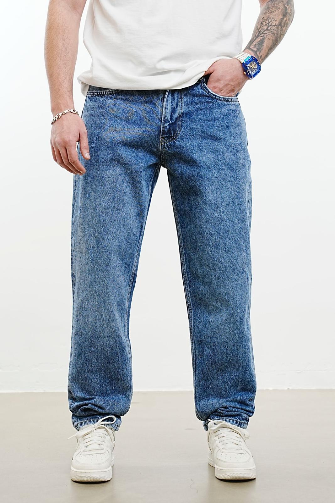 STONEWASHED BLUE BOYFRIEND CUT LONG JEAN