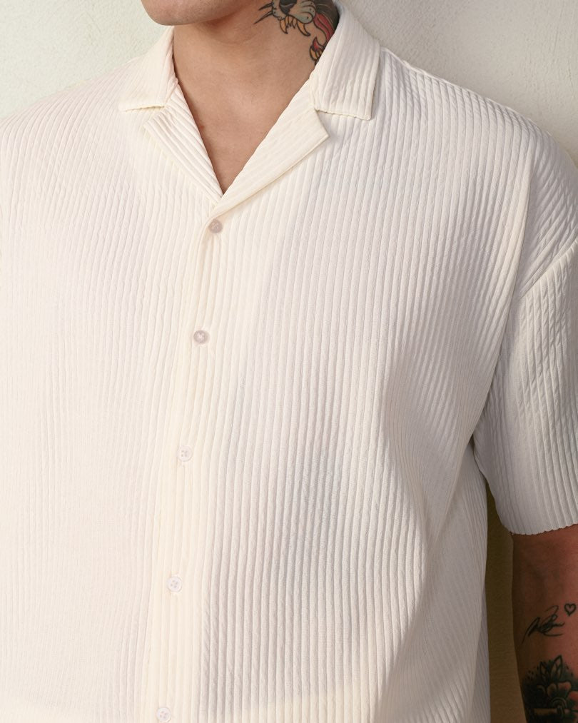 RIBBED SHORT SLEEVE SHIRT (7 COLOR)