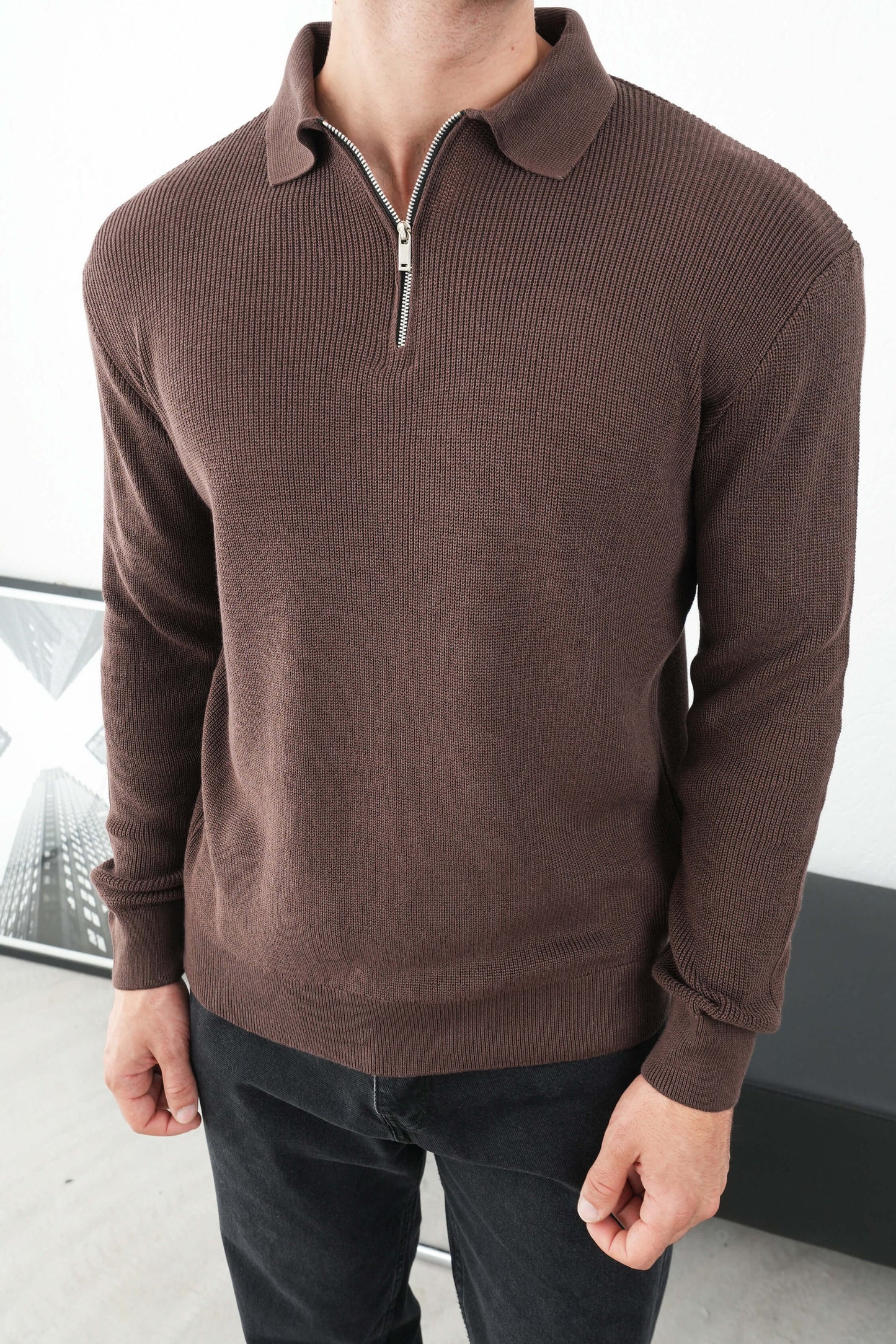 PREMIUM HALF ZIP POLO SWEATSHIRT
