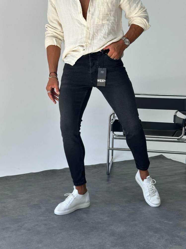 WASHED BLSCK SLIM FIT JEAN