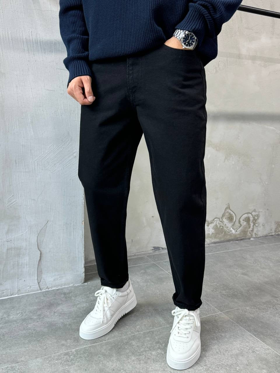 DARK BLACK BOYFRIEND CUT JEAN