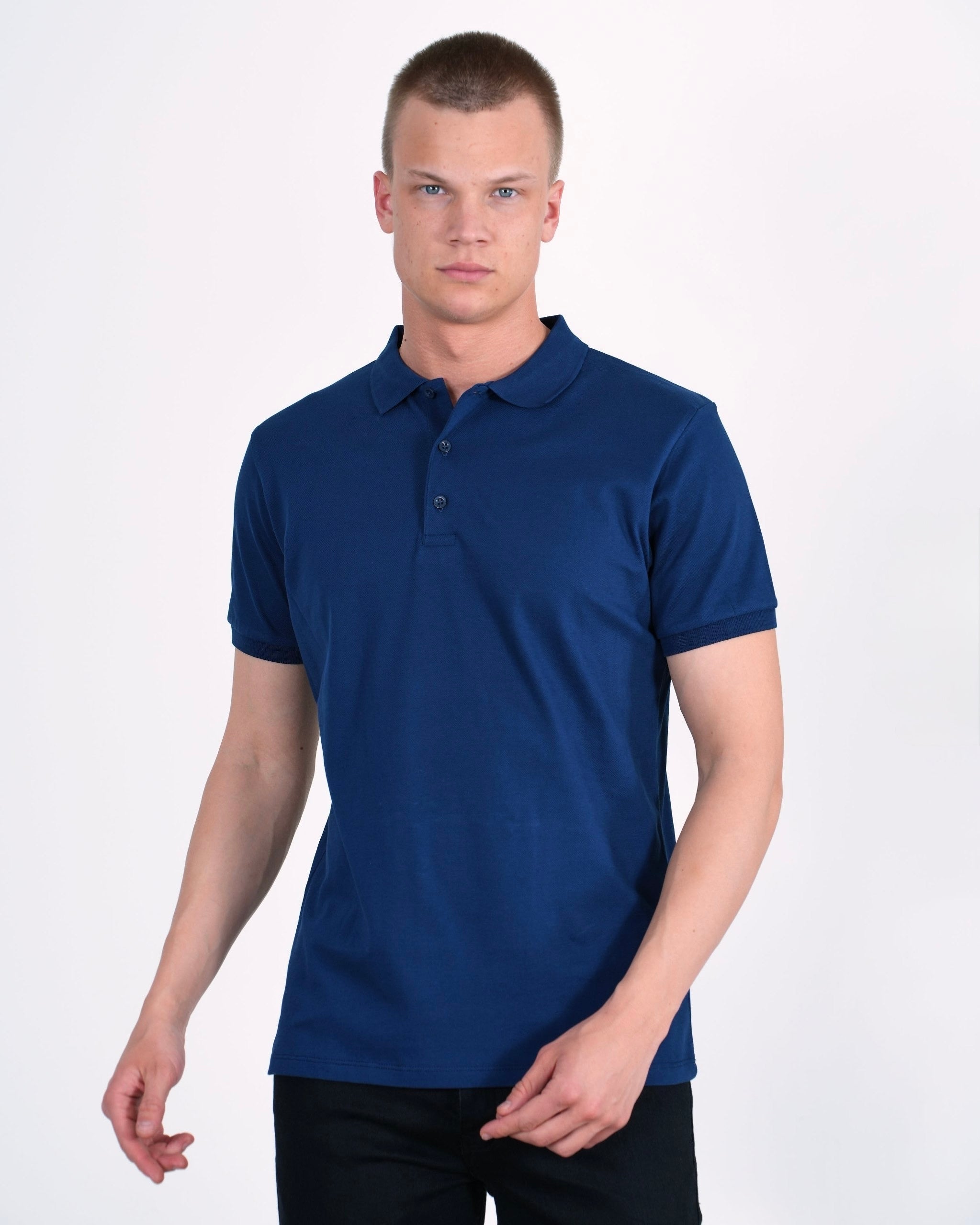 Navy cotton polo shirt