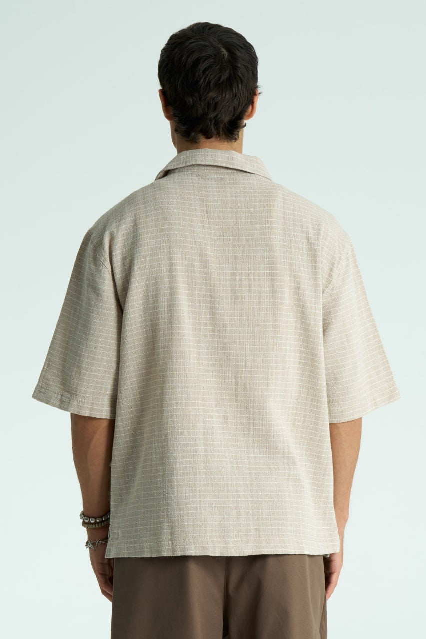 CROP CUT SQUARE PATTERN SHIRT