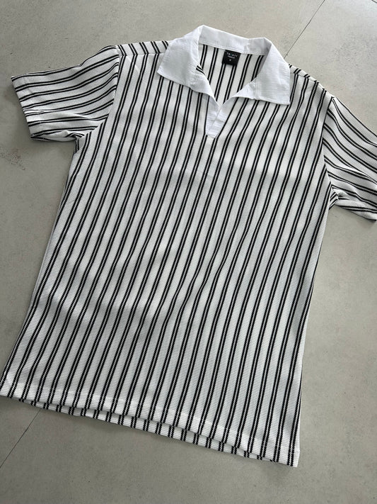 REGULAR FIR ENGLISH COLLAR STRIPE T-SHIRT