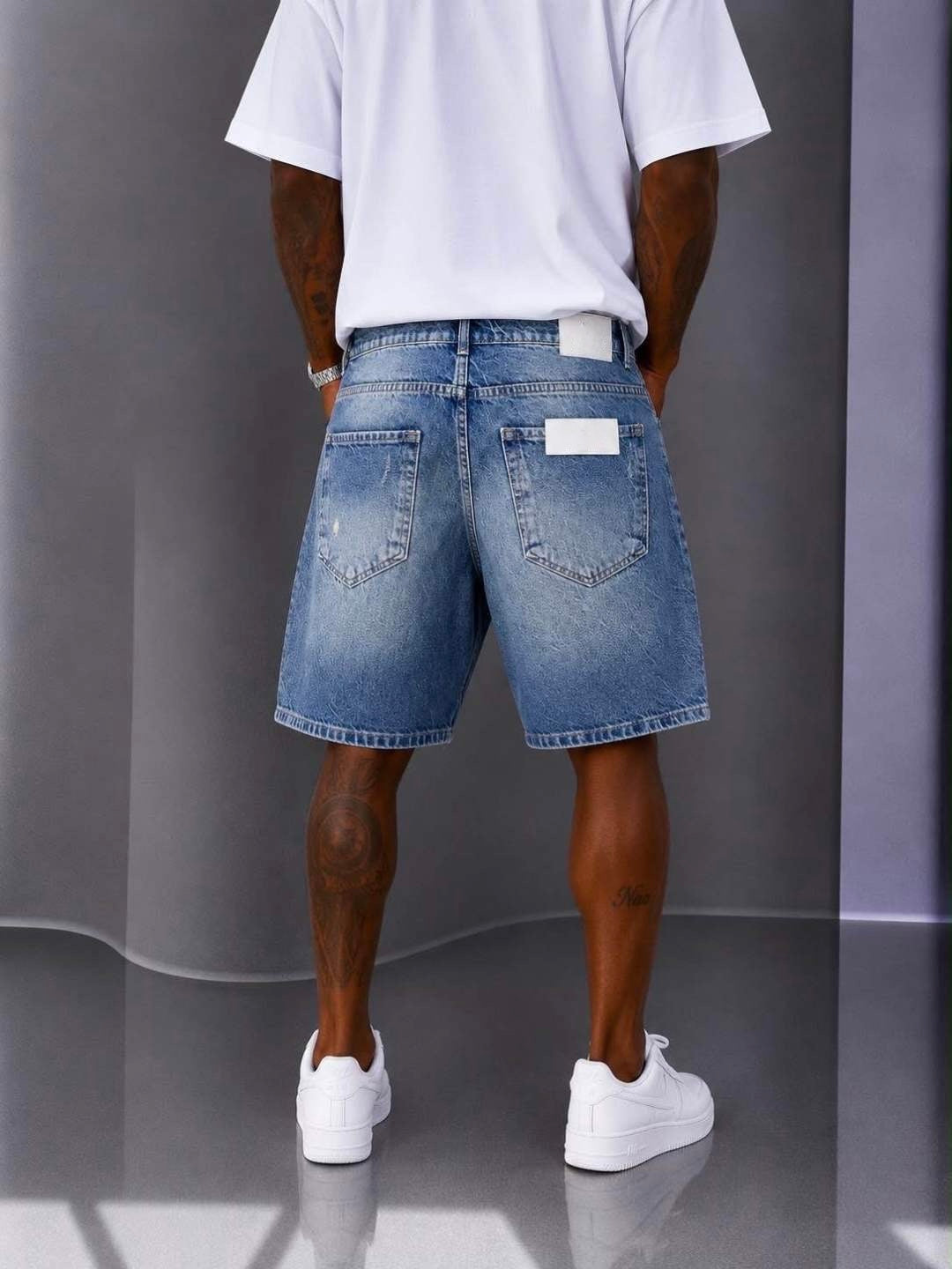 DAMAGED BLUE SHORT