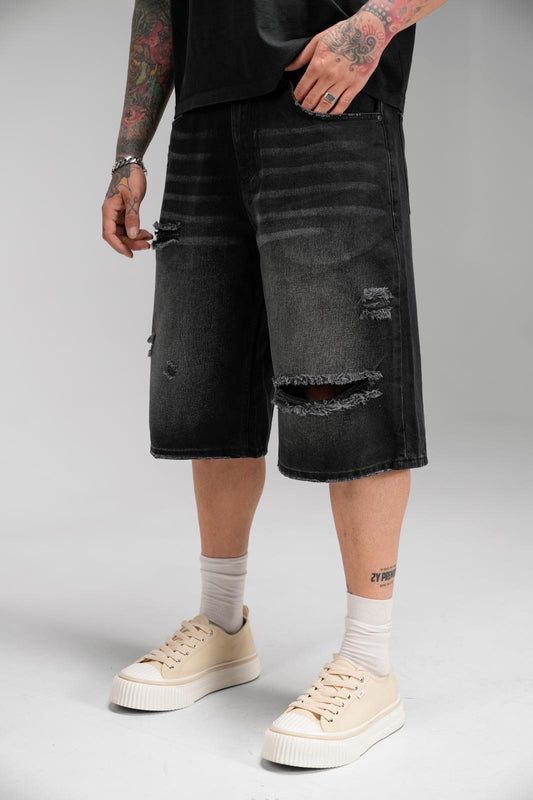 WASHED BLACK JORT