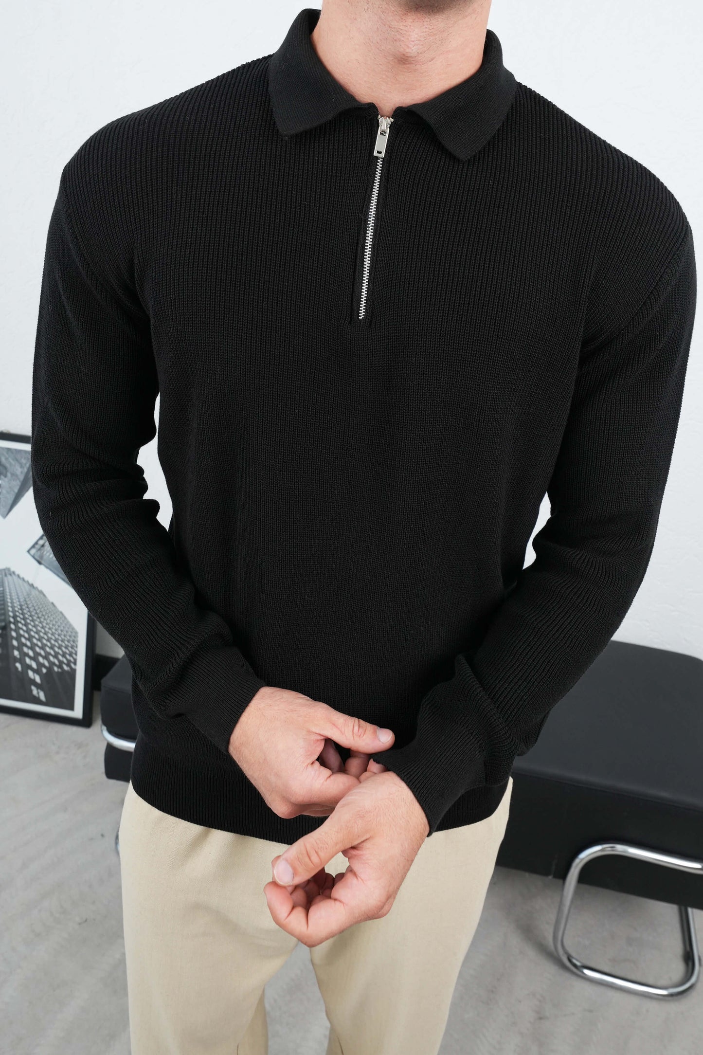 PREMIUM HALF ZIP POLO SWEATSHIRT