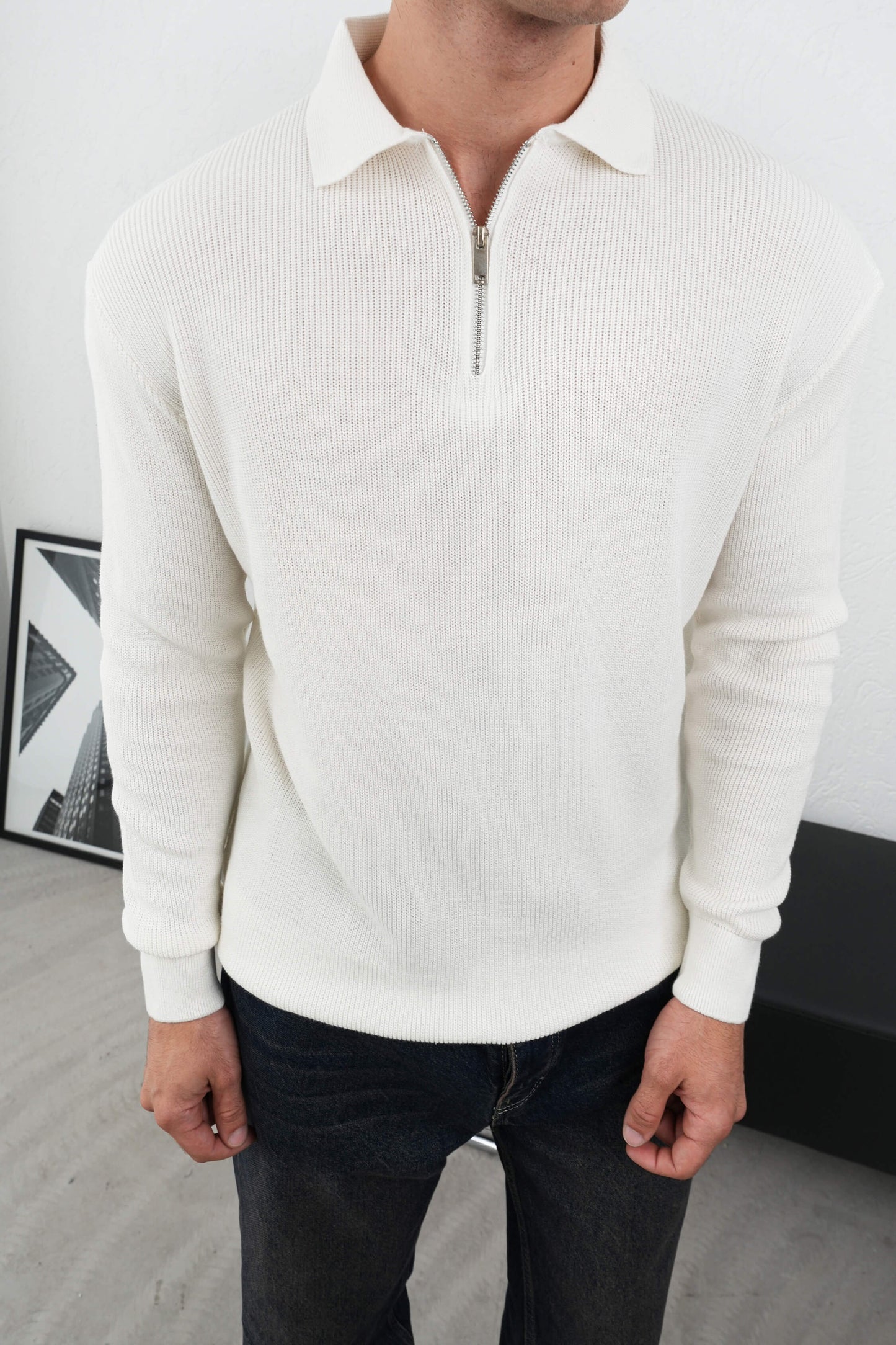 PREMIUM HALF ZIP POLO SWEATSHIRT