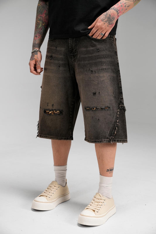 BROWN RIPPED JORT