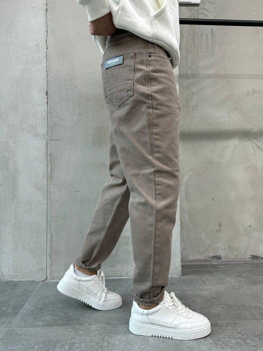 KHAKI COLOR BOYFRIEND CUT JEAN