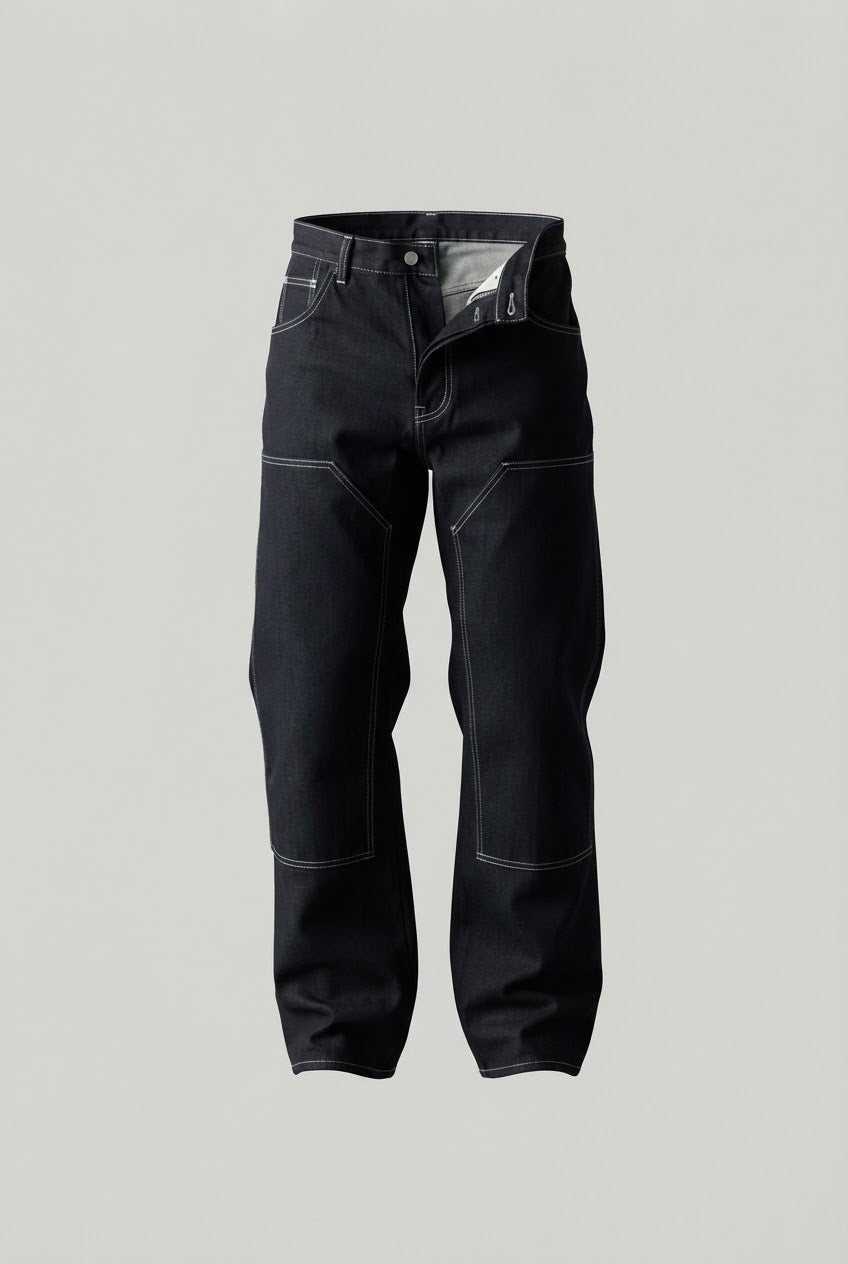 BLACK JEANS WITH WHITE THREADS