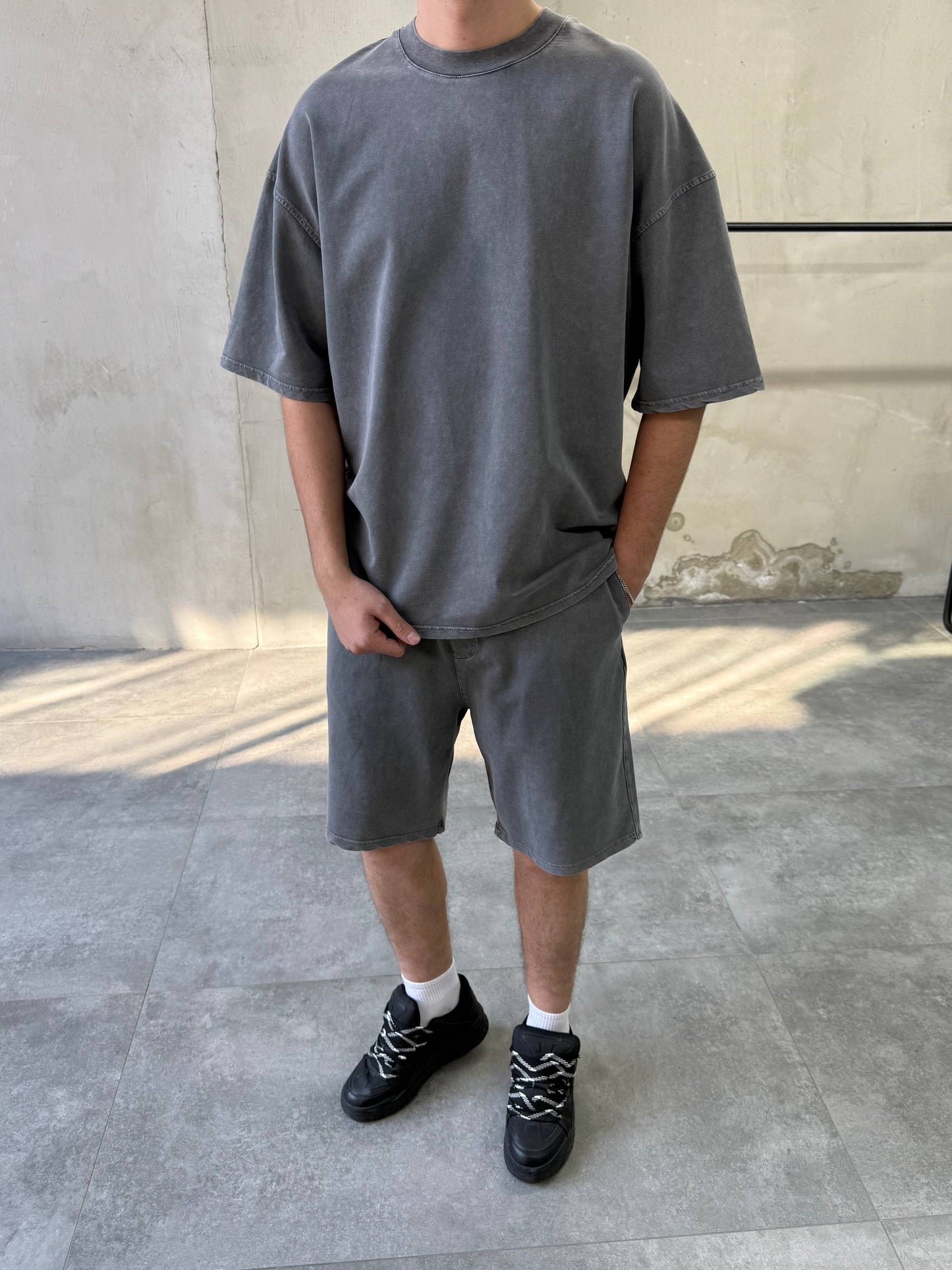 PREMIUM STONEWASHED SHORT SET
