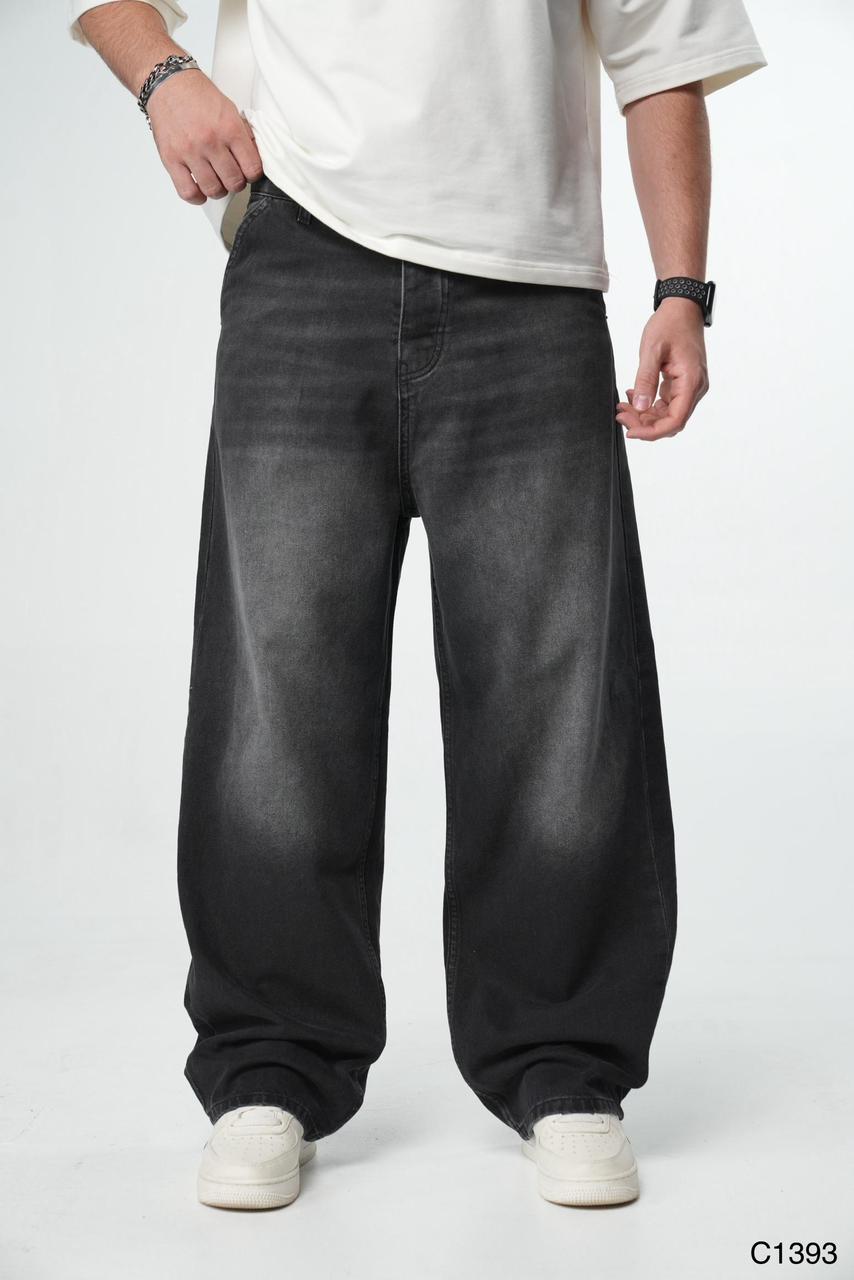PREMIUM WASHWD BLACK BAGGY JEAN