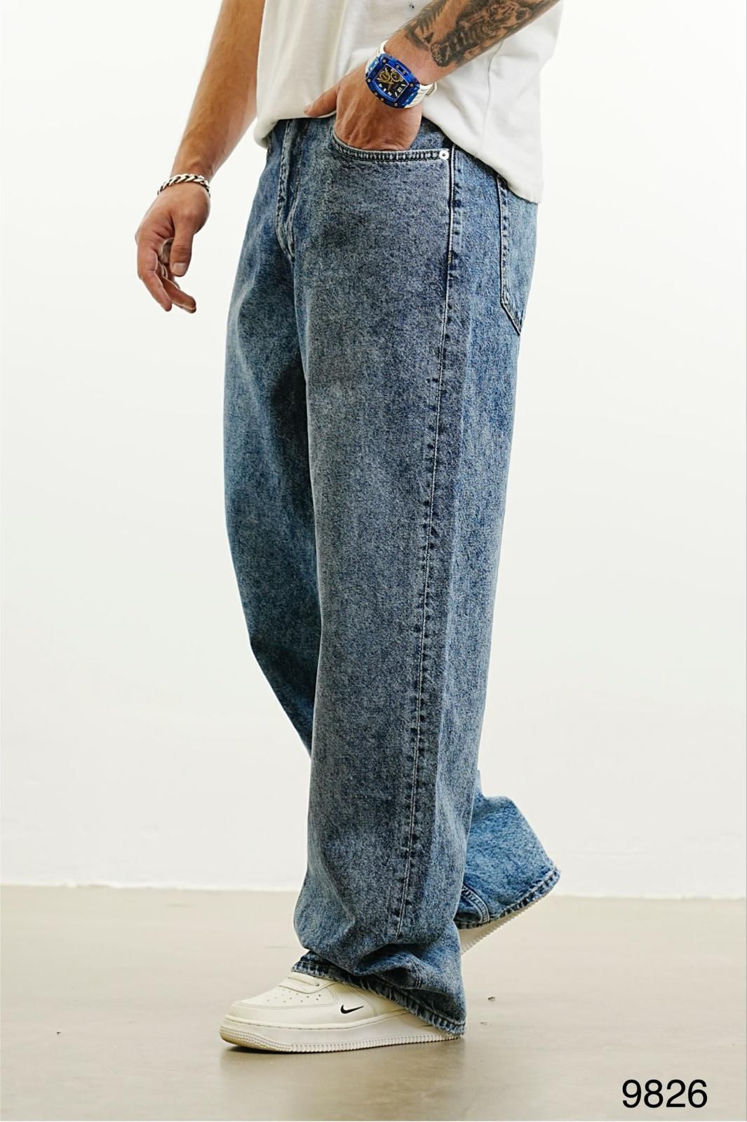 STONEWASHED BLUE BAGGY JEAN