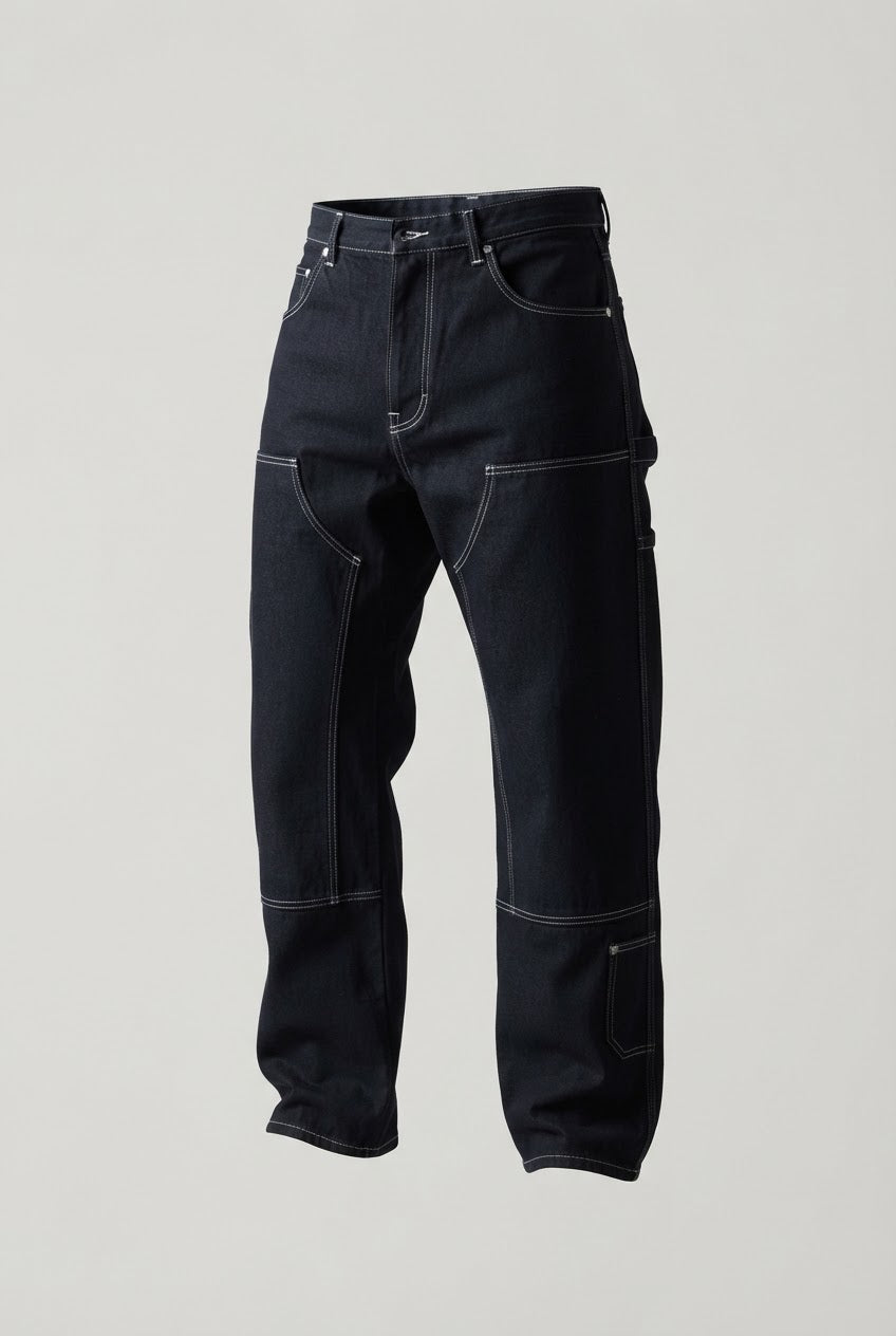 BLACK JEANS WITH WHITE THREADS
