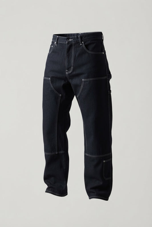 BLACK JEANS WITH WHITE THREADS