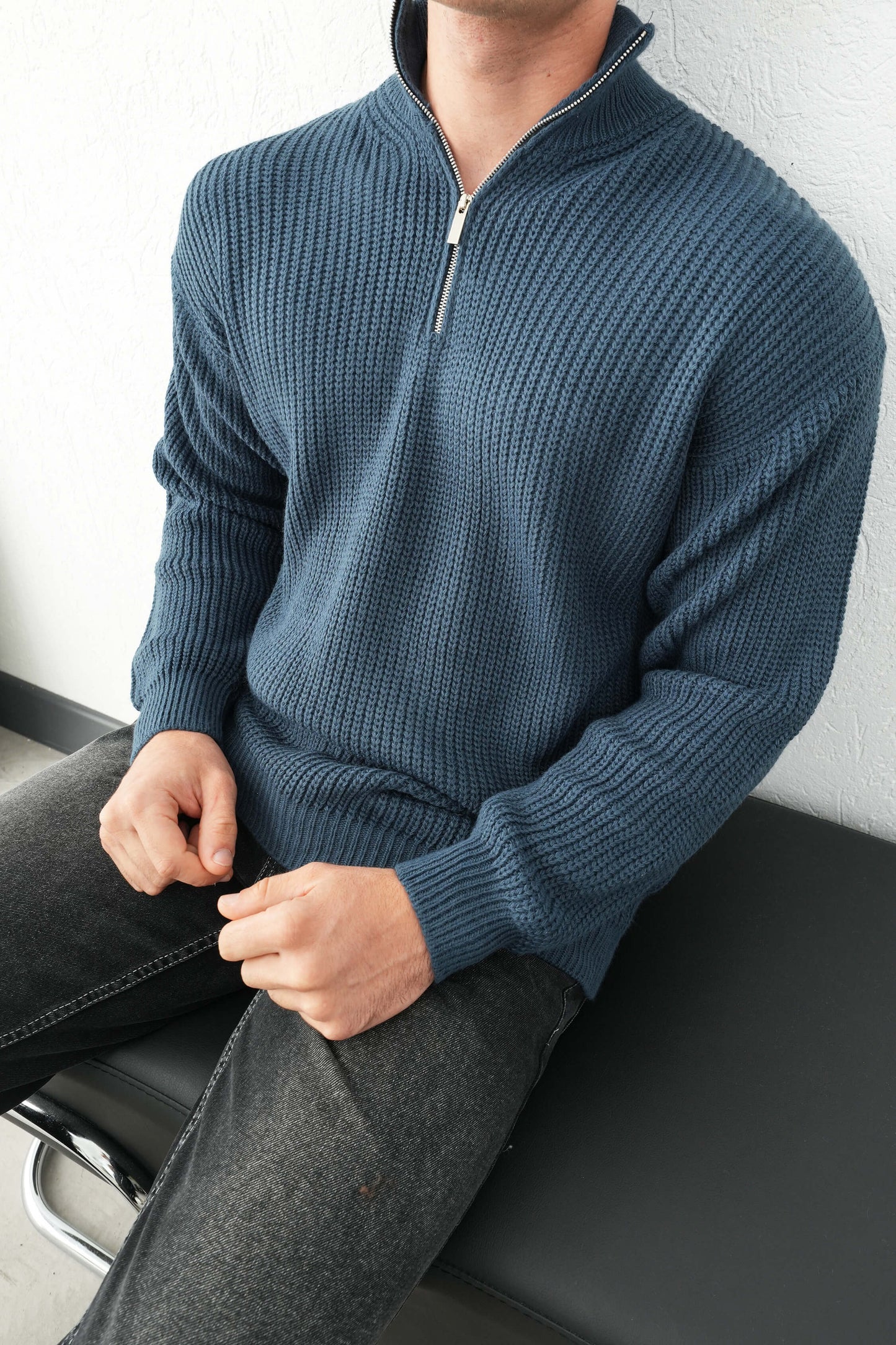 OVERSIZE HALF ZIP SWEATER (4 COLOR)