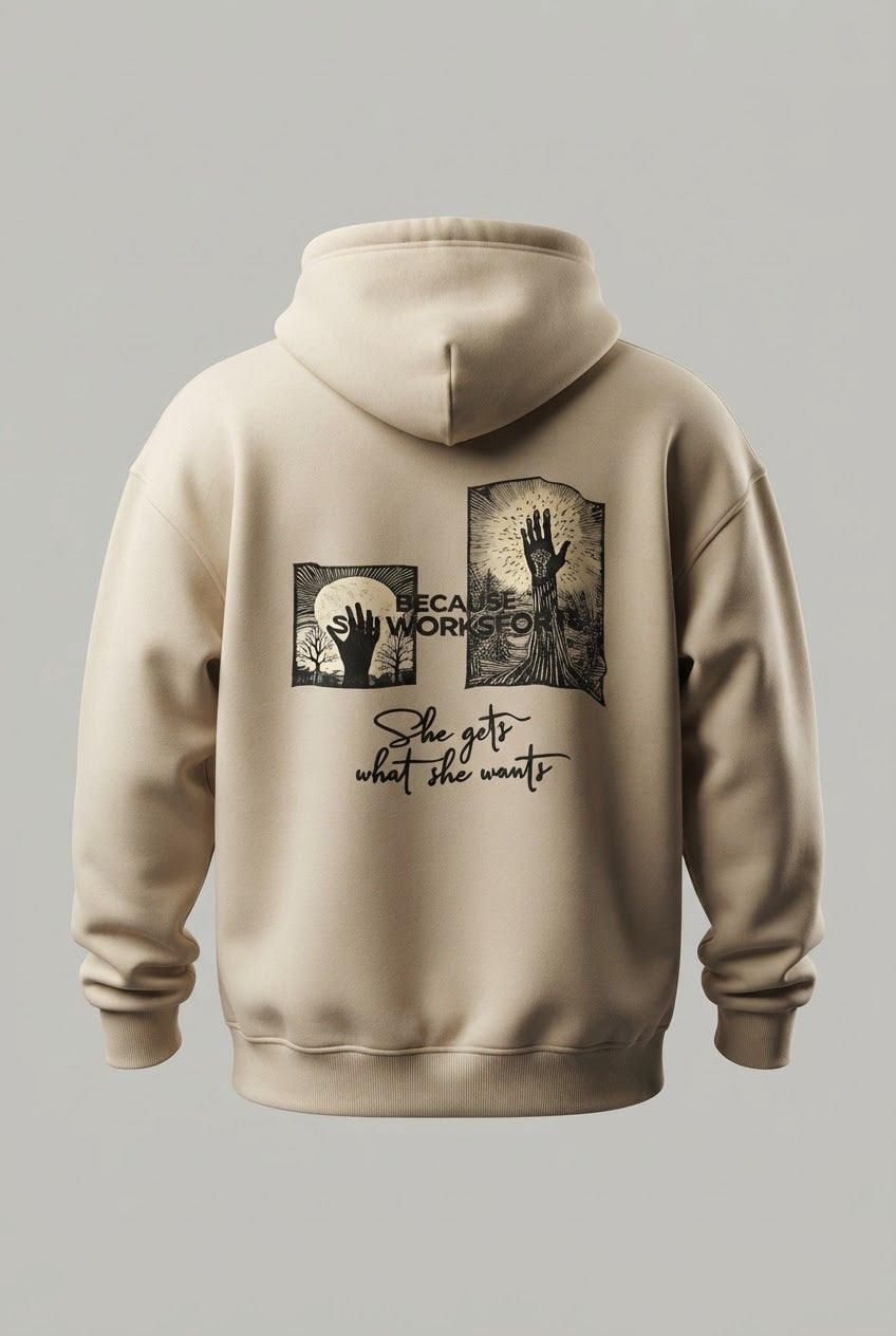 SHE WORKS FOR IT PREMIUM HOODIE