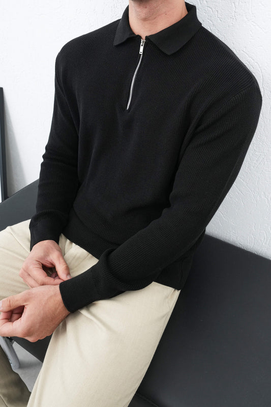 PREMIUM HALF ZIP POLO SWEATSHIRT