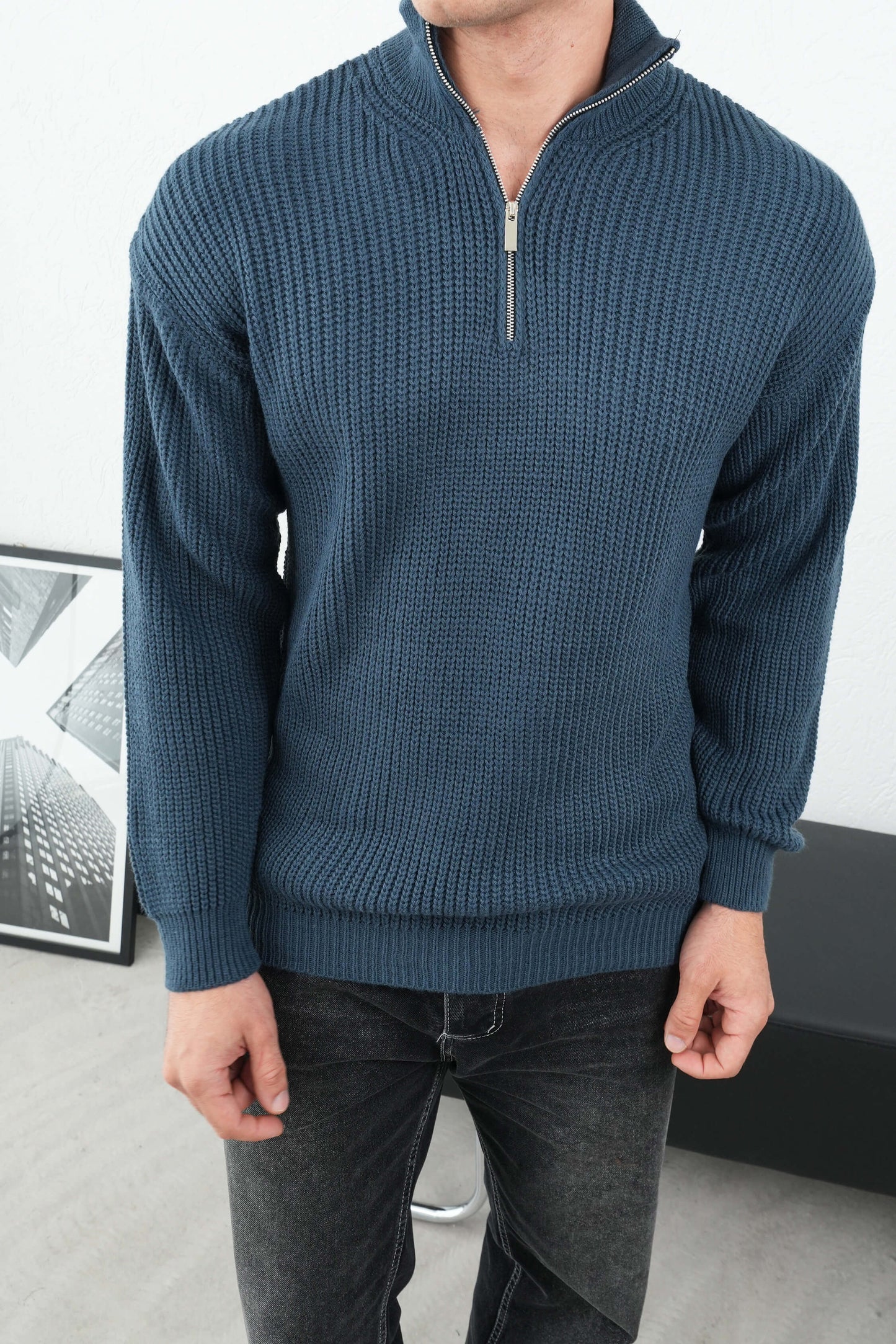 OVERSIZE HALF ZIP SWEATER (4 COLOR)