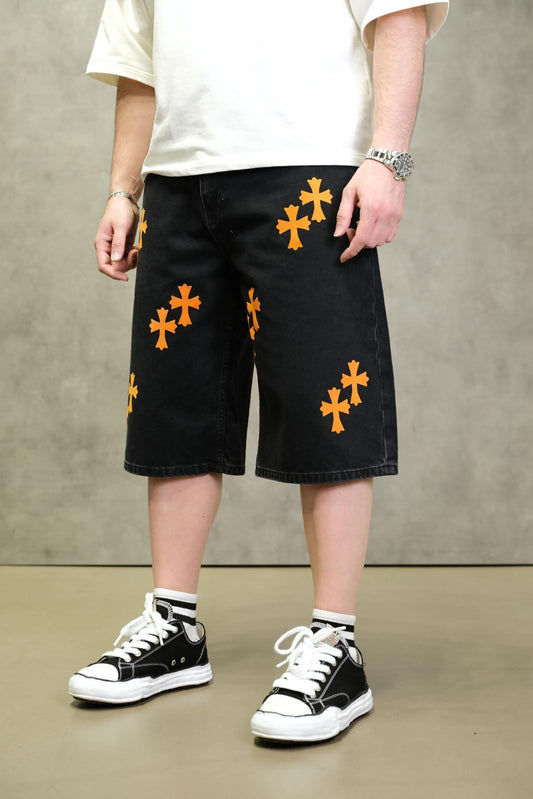 BLACK CHROME HEARTS JORT