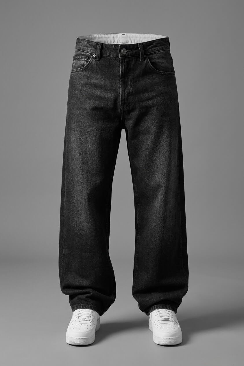 WASHED BLACK BAGGY FIT JEAN