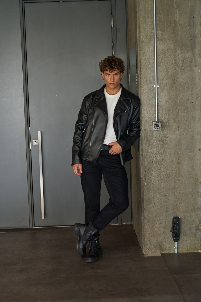 VIP BIKER BLACK LEATHER JACKET