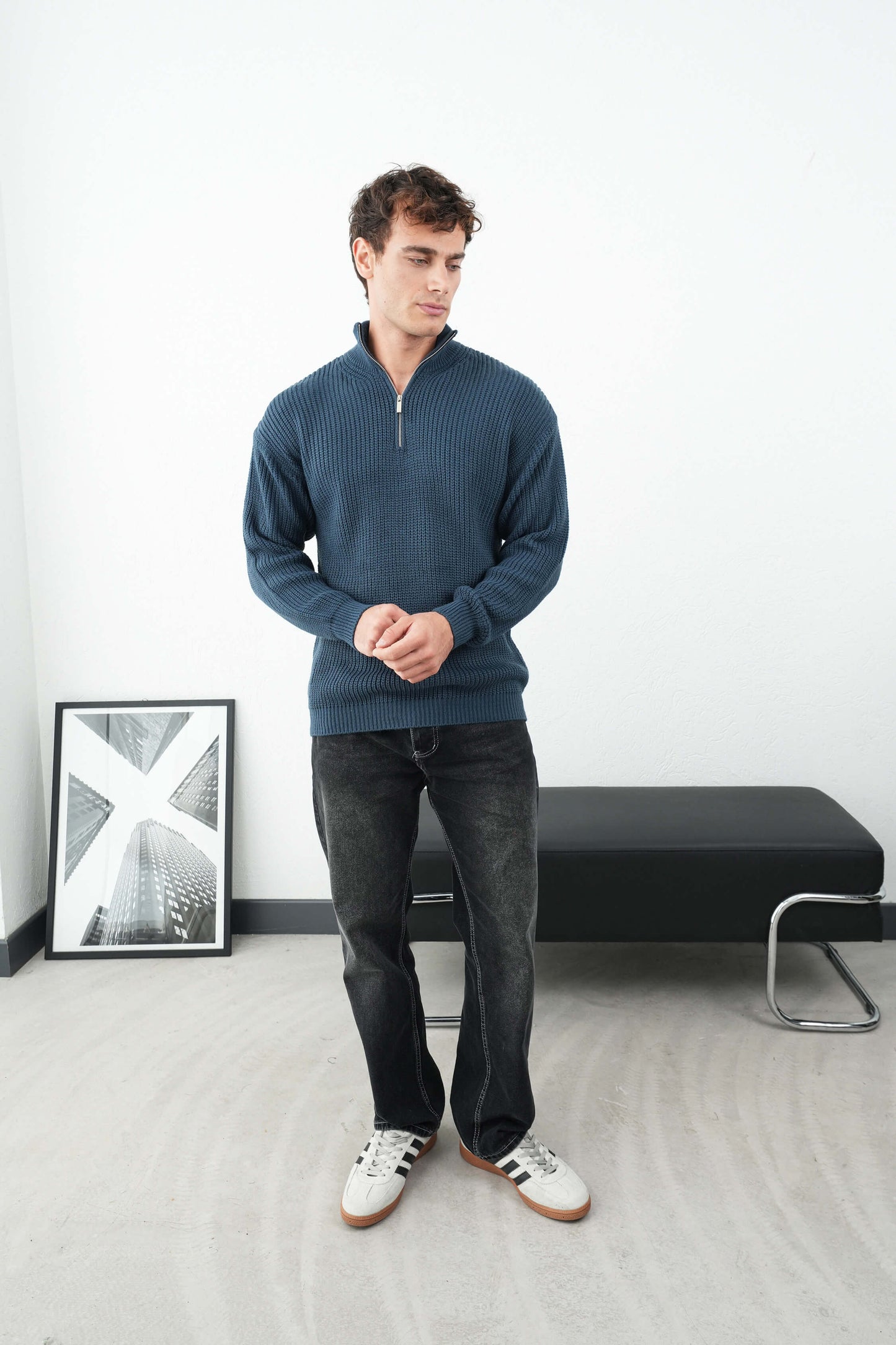 OVERSIZE HALF ZIP SWEATER (4 COLOR)