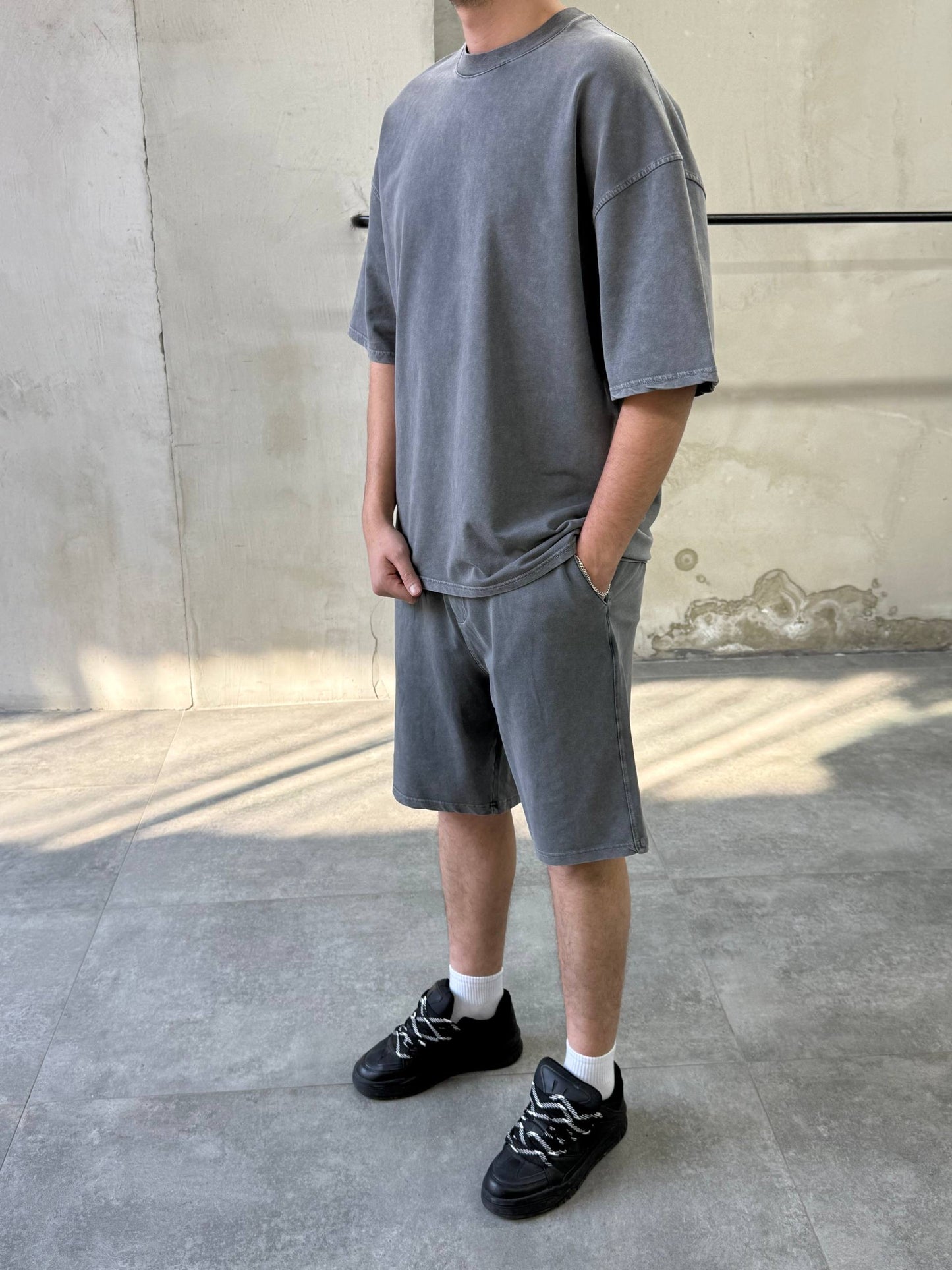 PREMIUM STONEWASHED SHORT SET