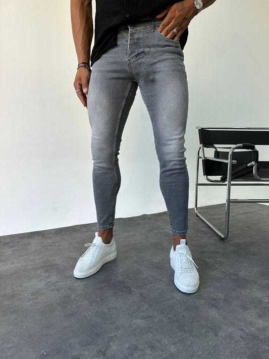 LIGHT GRAY WASHED SLIM FIT JEAN